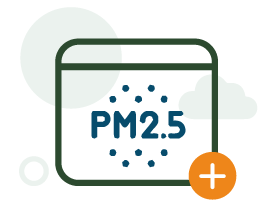 An icon with text that says PM2.5 and dots surrounding the text.
